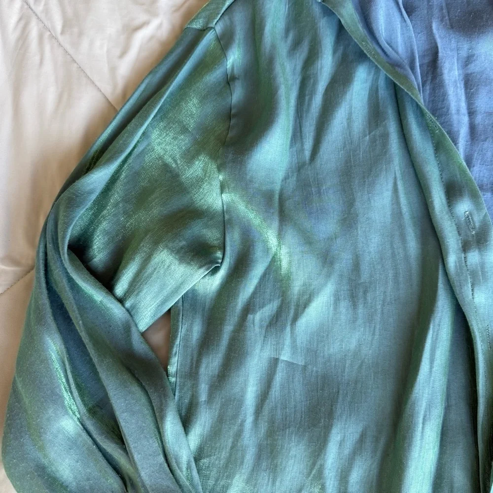 SHEIN Teal Button-Up Shirt and White Button-Up Shirt Beach Coverups Bundle